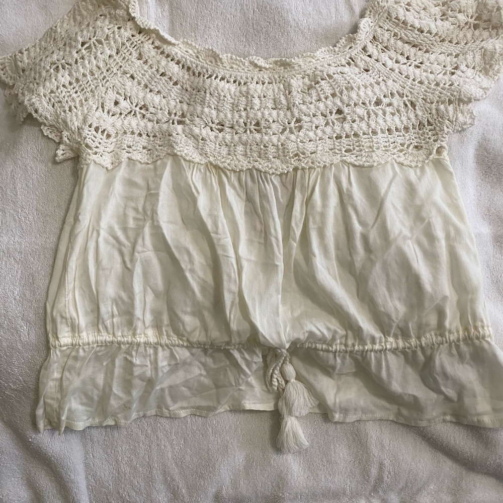 Elegant Cream Crochet Women's Top
